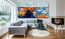 Load image into Gallery viewer, Oversized Living Room Painting Blue Orange Abstract Painting Bp032