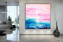 Load image into Gallery viewer, Pink Blue Extra Large Wall Art Abstract Painting on Canvas Modern Home Decor Qp052