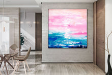 Load image into Gallery viewer, Pink Blue Extra Large Wall Art Abstract Painting on Canvas Modern Home Decor Qp052
