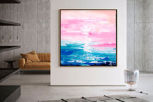 Load image into Gallery viewer, Pink Blue Extra Large Wall Art Abstract Painting on Canvas Modern Home Decor Qp052