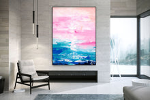 Load image into Gallery viewer, Pink Blue Extra Large Wall Art Abstract Painting on Canvas Modern Home Decor Qp052