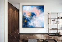 Load image into Gallery viewer, Blue White Pink Original Painting Texture Abstract Art Bp120