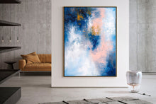 Load image into Gallery viewer, Blue White Pink Original Painting Texture Abstract Art Bp120