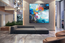 Load image into Gallery viewer, Blue White Red Abstract Painting Large Artwork Dp030