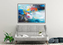 Load image into Gallery viewer, Blue White Red Abstract Painting Large Artwork Dp030