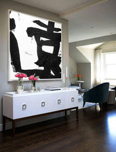 Load image into Gallery viewer, Black and White Painting on Canvas Original Artwork Op034