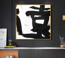Load image into Gallery viewer, Black and White Painting on Canvas Original Artwork Op034