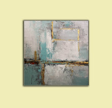 Load image into Gallery viewer, Gray Blue Gold Acrylic Painting Contemporary Abstract Art Op087