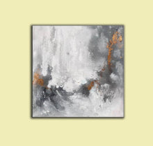 Load image into Gallery viewer, Gray White Gold Abstract Painting Canvas Original Contemporary Wall Art Yp054