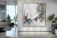 Load image into Gallery viewer, Gray White Gold Abstract Painting Canvas Original Contemporary Wall Art Yp054