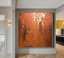Load image into Gallery viewer, Orange Gold Abstract Wall Art Contemporary Painting Yp032