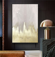 Load image into Gallery viewer, Gray Gold Abstract Painting on Canvas Minimalist Painting Op086