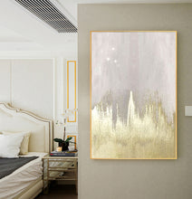 Load image into Gallery viewer, Gray Gold Abstract Painting on Canvas Minimalist Painting Op086