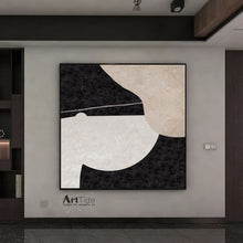 Load image into Gallery viewer, Black White Beige Minimalist Canvas Art Large Original Abstract Painting Ap006