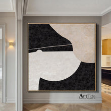 Load image into Gallery viewer, Black White Beige Minimalist Canvas Art Large Original Abstract Painting Ap006