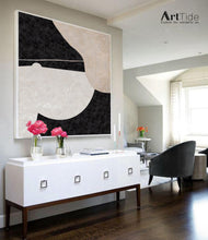 Load image into Gallery viewer, Black White Beige Minimalist Canvas Art Large Original Abstract Painting Ap006