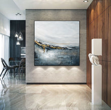 Load image into Gallery viewer, Gray and Gold Abstract Painting Bedroom Wall Art Np025