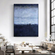 Load image into Gallery viewer, Deep Blue Gray Abstract Painting Oversized Contemporary Canvas Art Np018