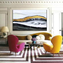 Load image into Gallery viewer, Black White Gold Abstract Wall Art Modern Art Painting Large Artwork Cp029