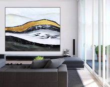 Load image into Gallery viewer, Black White Gold Abstract Wall Art Modern Art Painting Large Artwork Cp029