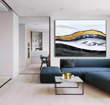 Load image into Gallery viewer, Black White Gold Abstract Wall Art Modern Art Painting Large Artwork Cp029