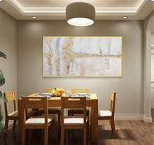 Load image into Gallery viewer, White Painting Gold Abstract Art Canvas Pink Painting Cp037