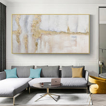 Load image into Gallery viewer, White Painting Gold Abstract Art Canvas Pink Painting Cp037