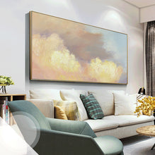 Load image into Gallery viewer, Yellow Abstract Painting Cloud Painting Bright Pink Painting Op063