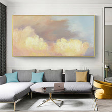 Load image into Gallery viewer, Yellow Abstract Painting Cloud Painting Bright Pink Painting Op063
