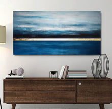Load image into Gallery viewer, Landscape Blue and Gold Abstract Painting Living Room Np023