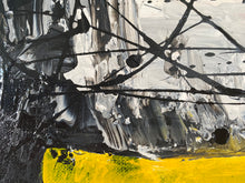 Load image into Gallery viewer, Black Grey Painting Yellow Painting Minimalist Abstract Oil Painting Qp087