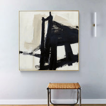 Load image into Gallery viewer, Black and White Abstract Painting on Canvas Minimalist Art Op015