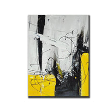 Load image into Gallery viewer, Black White Yellow Abstract Acrylic Painting on Canvas Np114