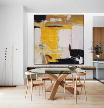 Load image into Gallery viewer, Black White Yellow Original Abstract Painting Minimalist Painting Np120