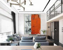 Load image into Gallery viewer, Red Black Grey Painting on Canvas Abstract Painting Art Np112