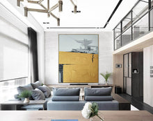 Load image into Gallery viewer, Black Yellow White Large Abstract Painting Original Large Canvas Art Np119