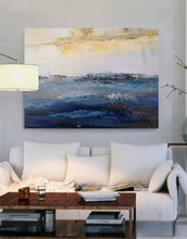 Load image into Gallery viewer, Large Textured Wall Art Original Blue Abstract Art Sea Landscape Painting Bp092
