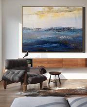 Load image into Gallery viewer, Large Textured Wall Art Original Blue Abstract Art Sea Landscape Painting Bp092
