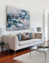 Load image into Gallery viewer, Original Blue White Sky Abstract Painting Large Cloud Oil Painting Dp093