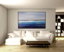 Load image into Gallery viewer, Original Blue Ocean Abstract Painting Large Sky Landscape Oil Painting Qp078