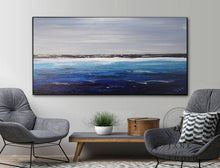 Load image into Gallery viewer, Original Blue Ocean Abstract Painting Large Sky Landscape Oil Painting Qp078