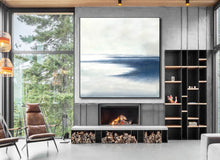 Load image into Gallery viewer, Blue White Abstract Painting Contemporary Abstract Art Np087