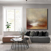 Load image into Gallery viewer, Brown Abstract Painting Sunrise Landscape Painting Dp094