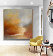 Load image into Gallery viewer, Brown Abstract Painting Sunrise Landscape Ocean Art Office Decor Dp095