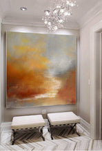 Load image into Gallery viewer, Brown Abstract Painting Sunrise Landscape Ocean Art Office Decor Dp095
