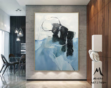 Load image into Gallery viewer, Light Blue Painting Green Painting, Minimalist Abstract Painting Gp016