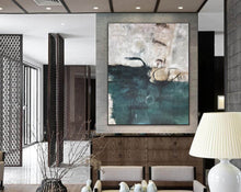 Load image into Gallery viewer, Xl Abstract Painting Deep Green Canvas Wall Art Np079
