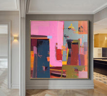 Load image into Gallery viewer, Pink Brown Red Abstract Painting Enormous Canvas Art Qp060