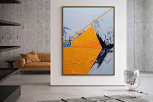 Load image into Gallery viewer, Yellow Painting Black and White Abstract Oil Painting Decor Qp079