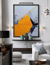 Load image into Gallery viewer, Yellow Painting Black and White Abstract Oil Painting Decor Qp079
